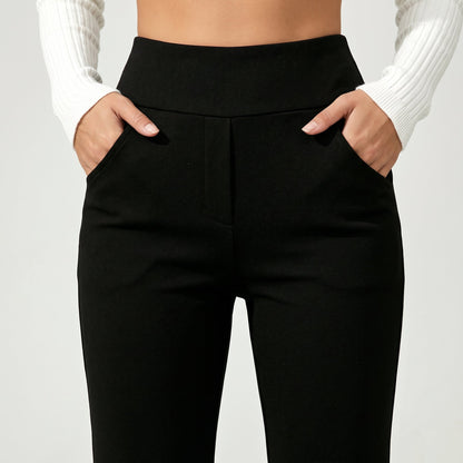 Pantalones acampanados de cintura alta con forro polar - Zarela