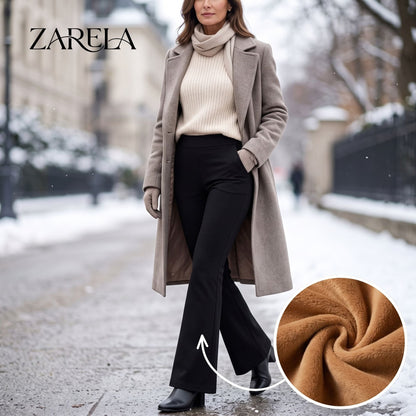 Pantalones acampanados de cintura alta con forro polar - Zarela