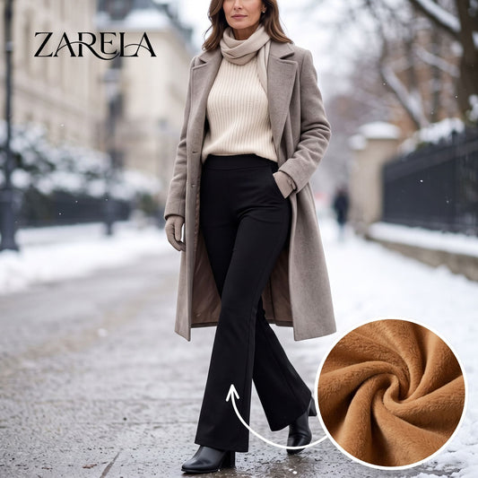 Pantalones acampanados de cintura alta con forro polar - Zarela